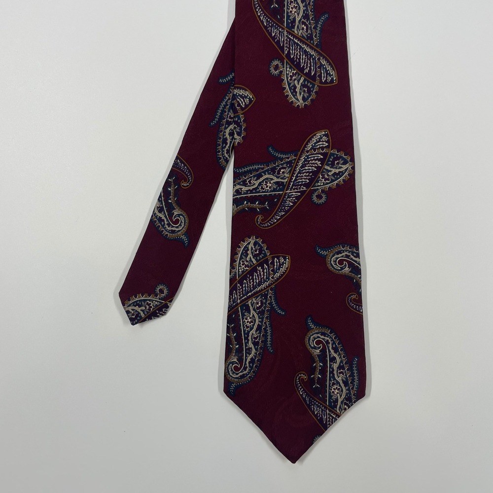 Woodward Burgundy Paisley Silk Blend Classic Necktie Mens OSFA